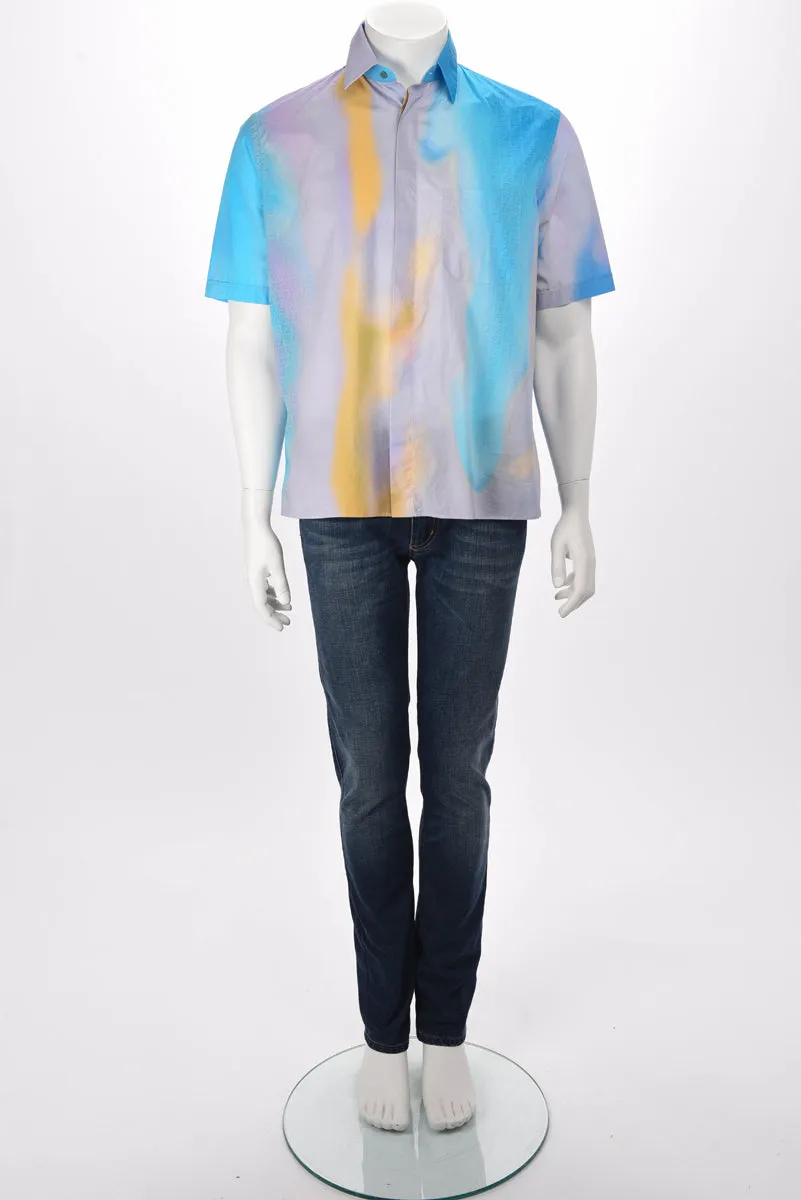 Fendi Aqua Cotton Sunrise Print Shirt 39