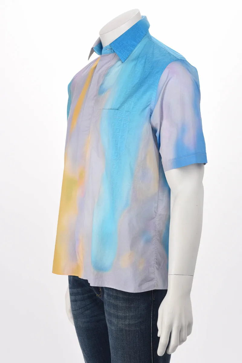 Fendi Aqua Cotton Sunrise Print Shirt 39