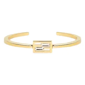 Fendi Baguette Crystal and Gold Small Cuff Bracelet