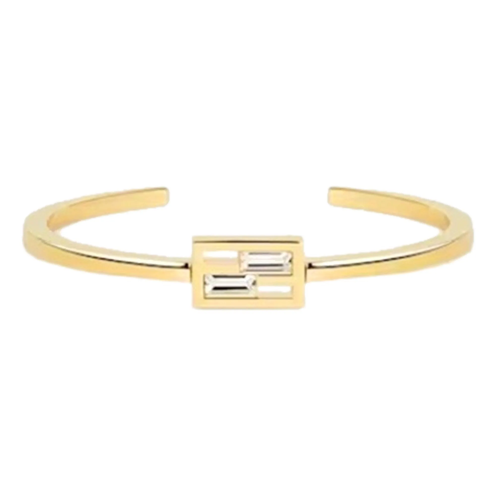 Fendi Baguette Crystal and Gold Small Cuff Bracelet