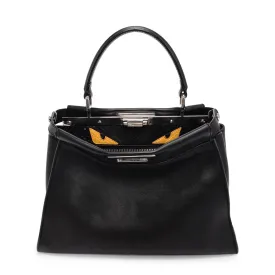 Fendi Black Calfskin Medium Monster Eyes Peekaboo Bag