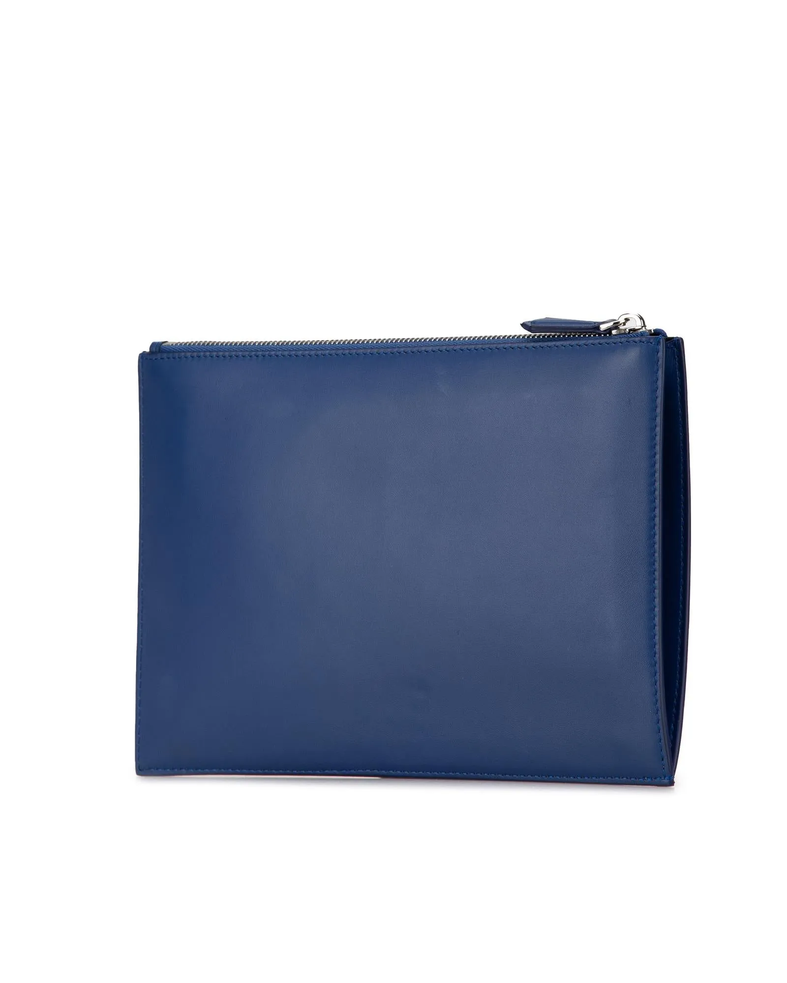 Fendi FF Karligraphy Clutch Blue Leather