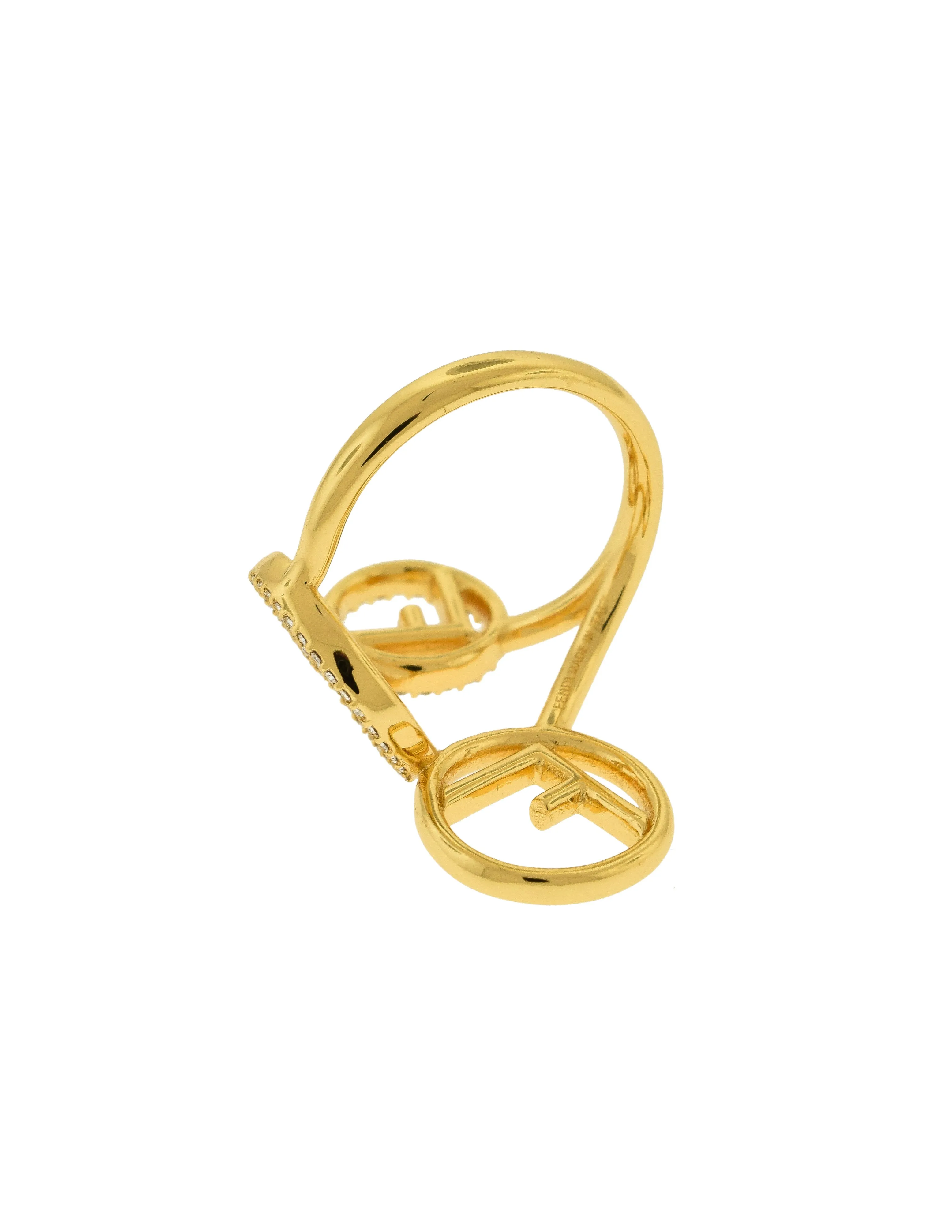 Fendi Gold Rhinestone Circle F is Fendi Ring