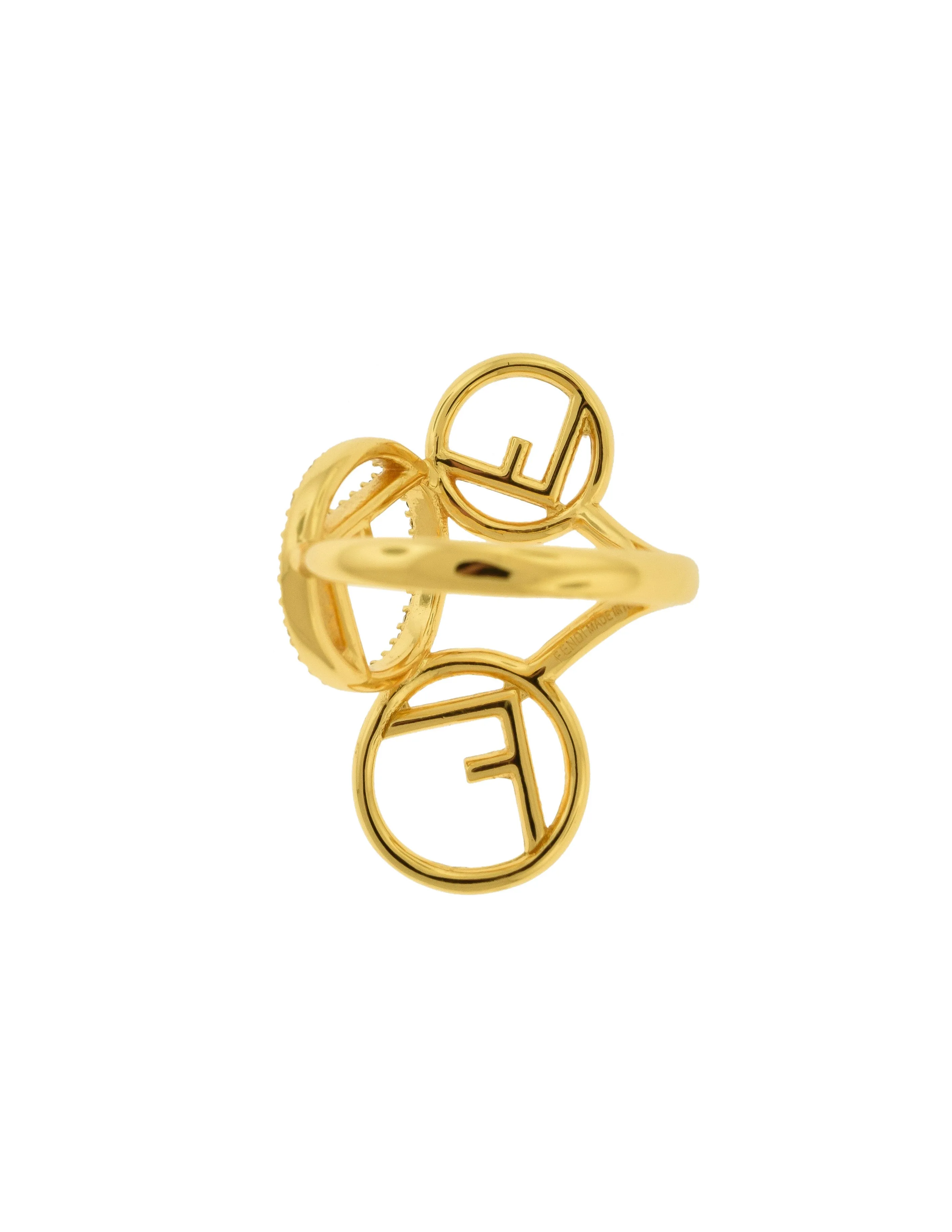 Fendi Gold Rhinestone Circle F is Fendi Ring