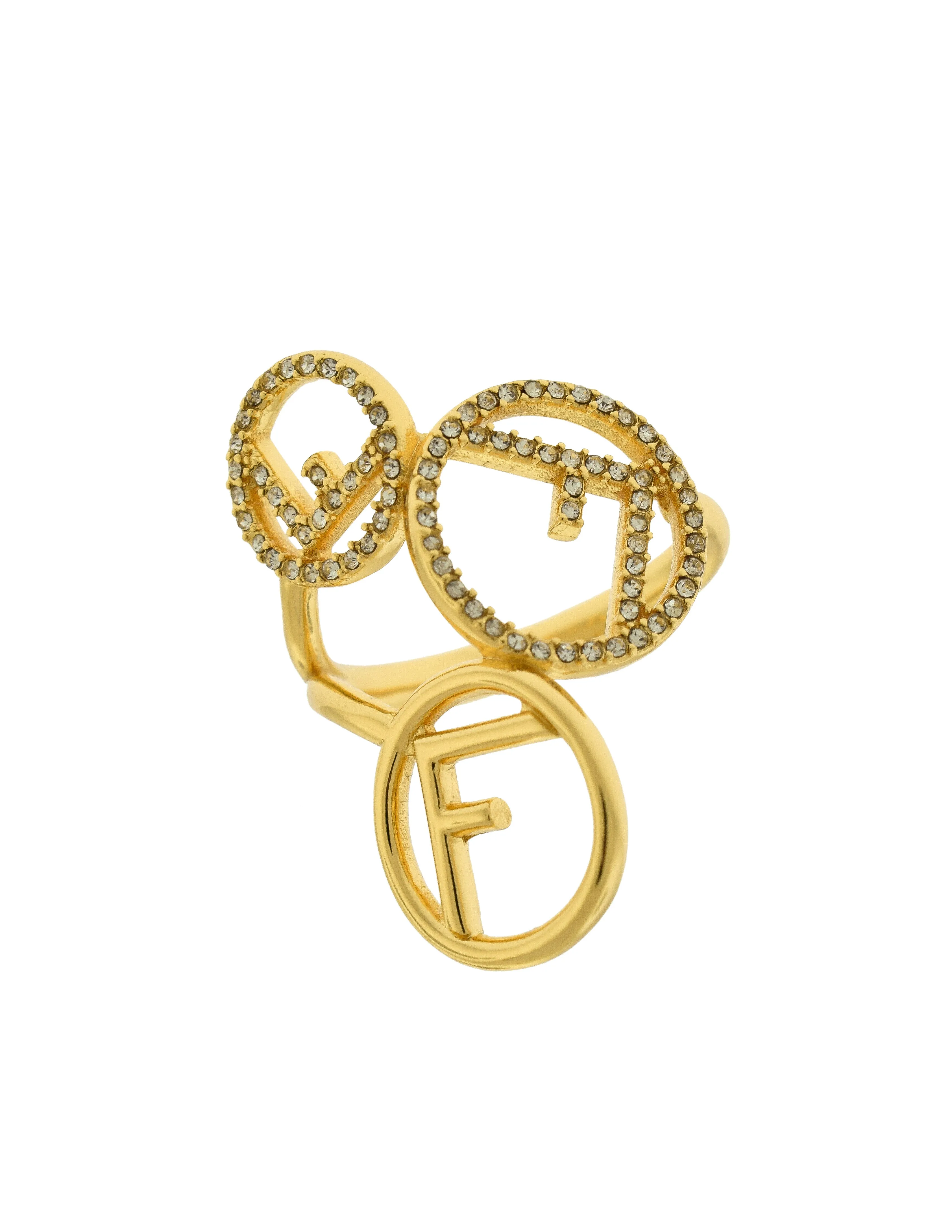 Fendi Gold Rhinestone Circle F is Fendi Ring