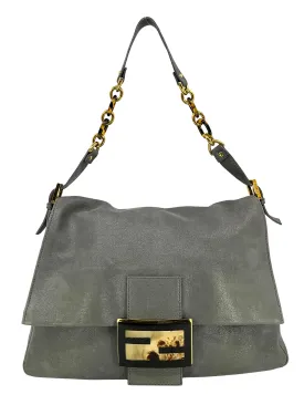 Fendi Metallic Suede Mamma Foreve Baguette Shoulder Bag