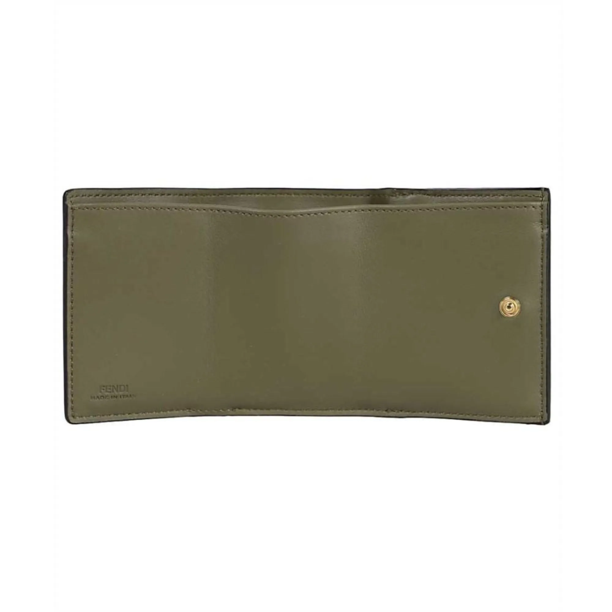 Fendi Selleria Leather Avocado Green Micro Trifold Wallet