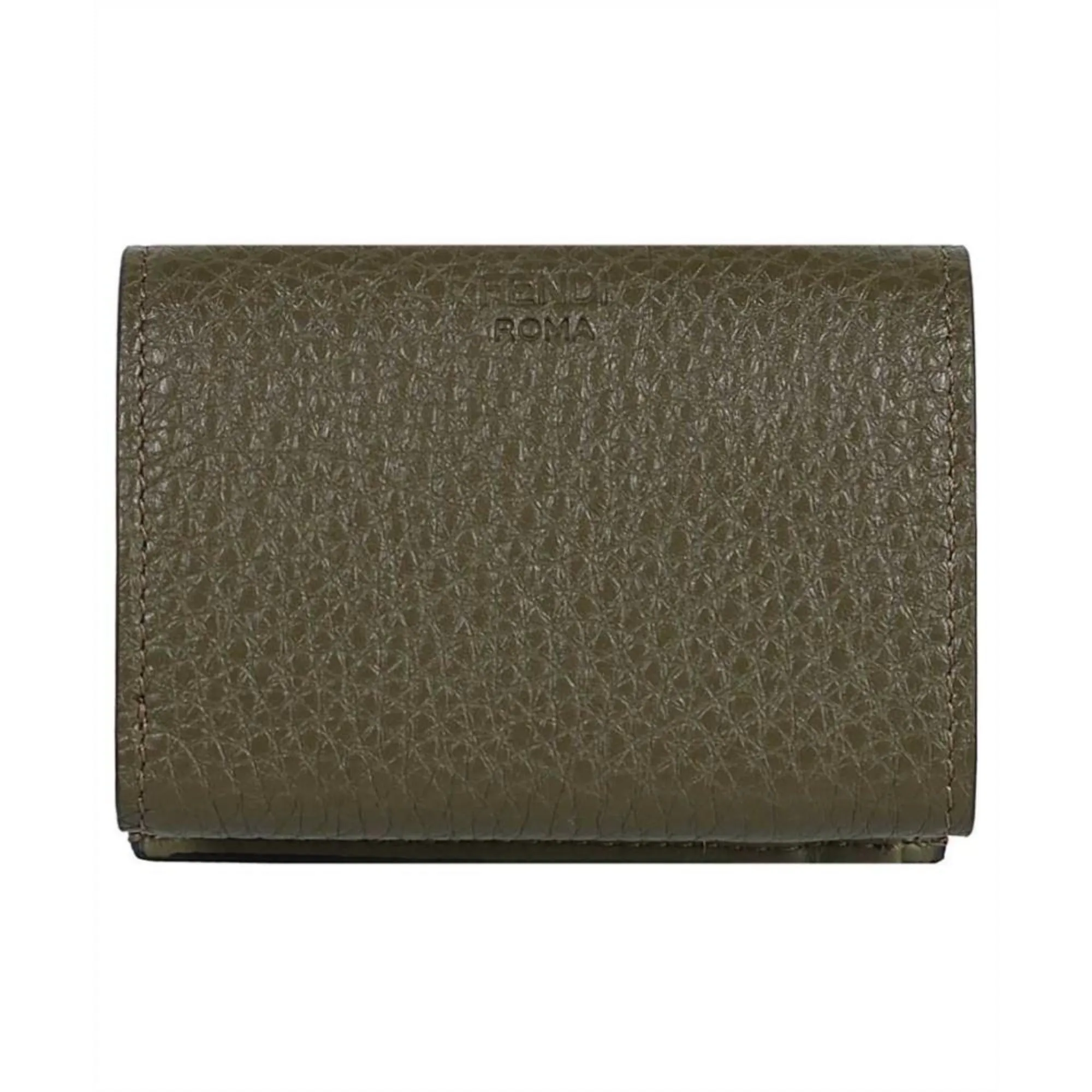 Fendi Selleria Leather Avocado Green Micro Trifold Wallet