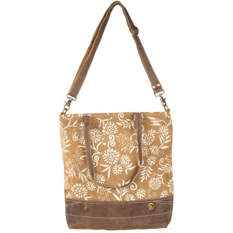 Floral Pattern Tan Tote