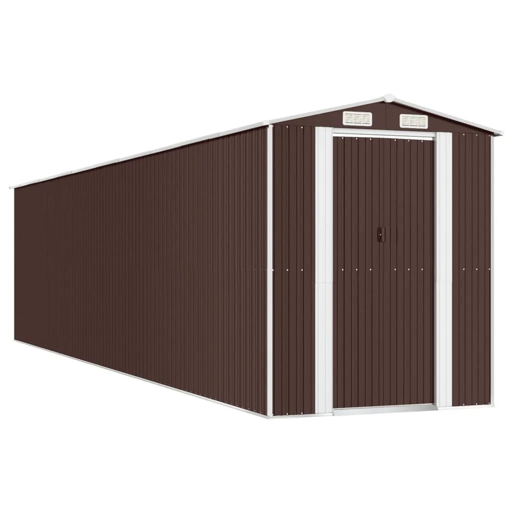 Garden Shed Dark Brown 192x855x223 cm Galvanised Steel