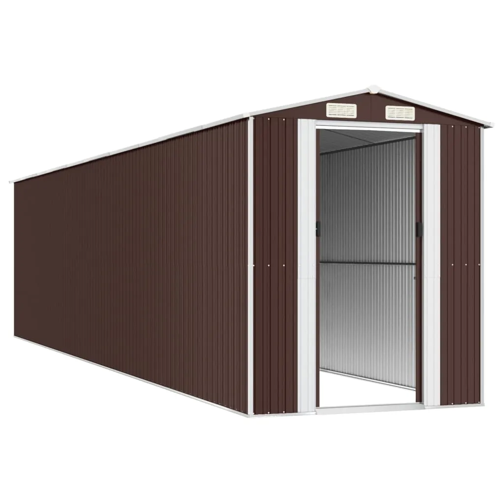 Garden Shed Dark Brown 192x855x223 cm Galvanised Steel