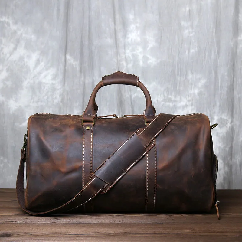 Genuine Leather Travel Bag with Shoe Pocket Travel Duffle