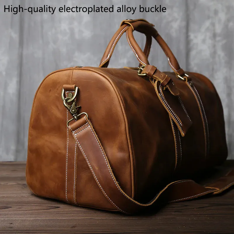 Genuine Leather Travel Bag with Shoe Pocket Travel Duffle