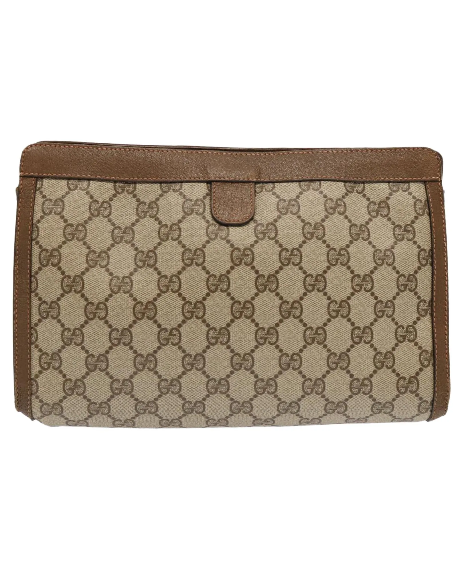 GG Supreme Web Clutch Bag in Beige and Red PVC Leather and GG Canvas Design