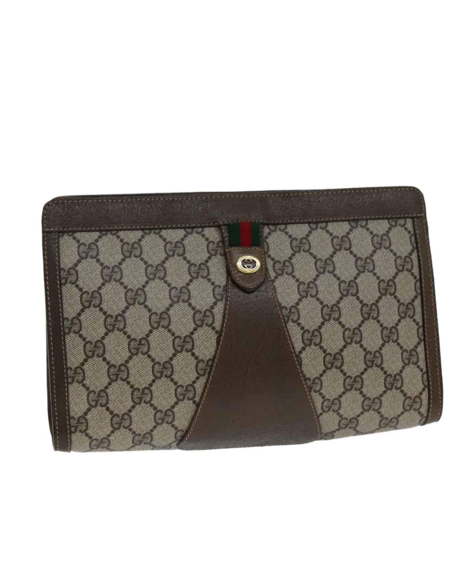 GG Supreme Web Sherry Line Clutch Bag in PVC Leather and Canvas