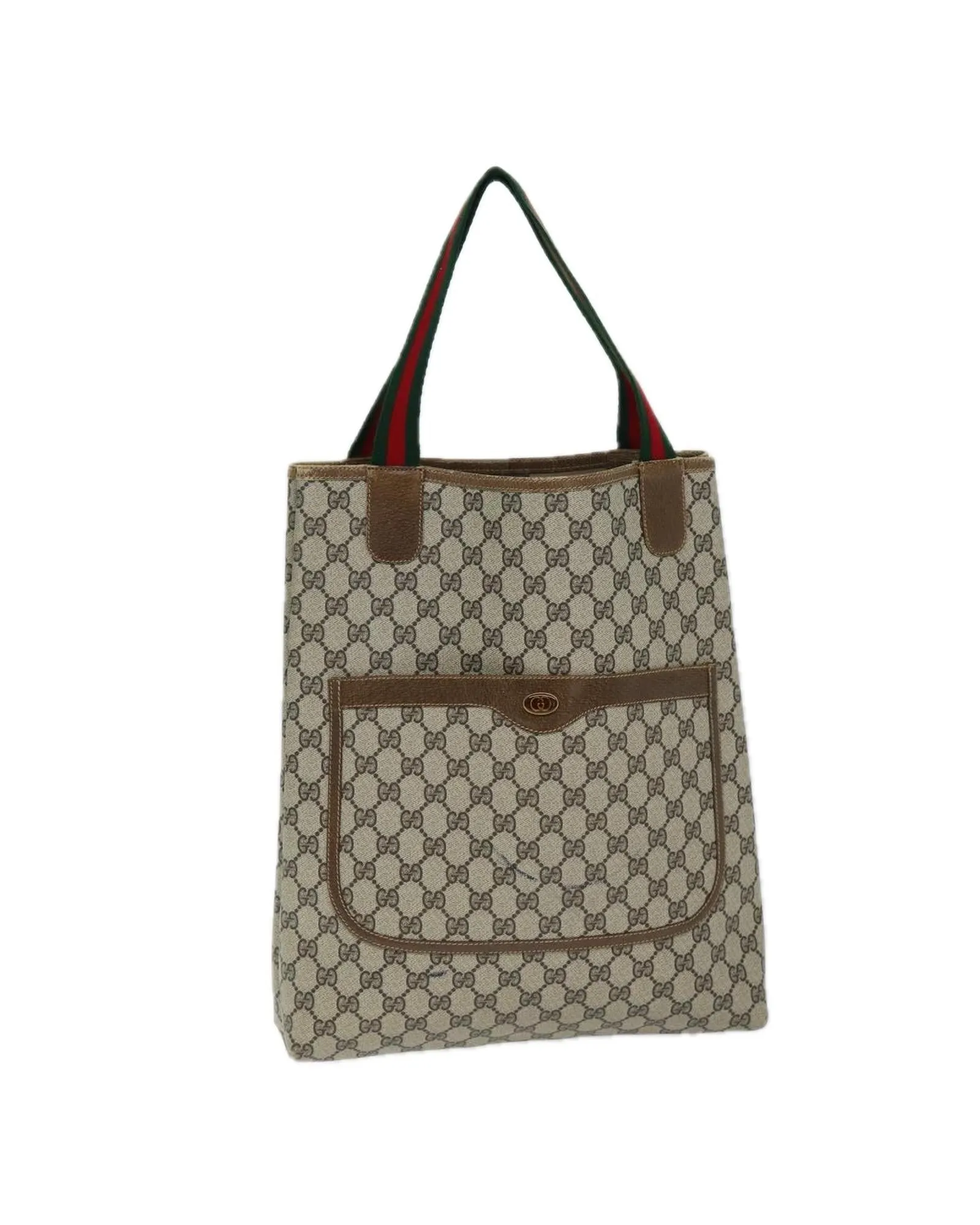 GG Supreme Web Tote Bag with Leather Trim and Multiple Compartments