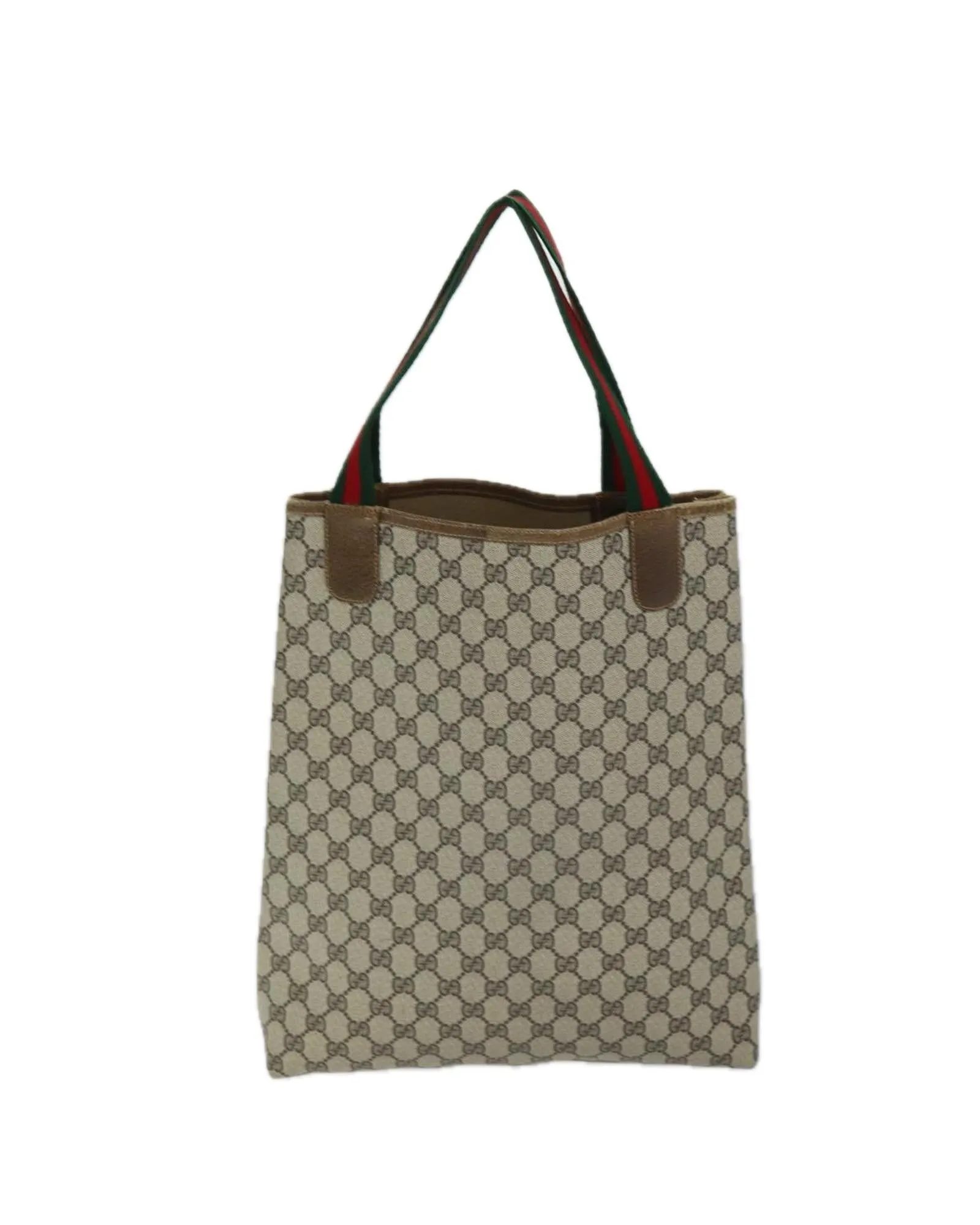 GG Supreme Web Tote Bag with Leather Trim and Multiple Compartments