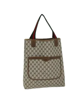 GG Supreme Web Tote Bag with Leather Trim and Multiple Compartments