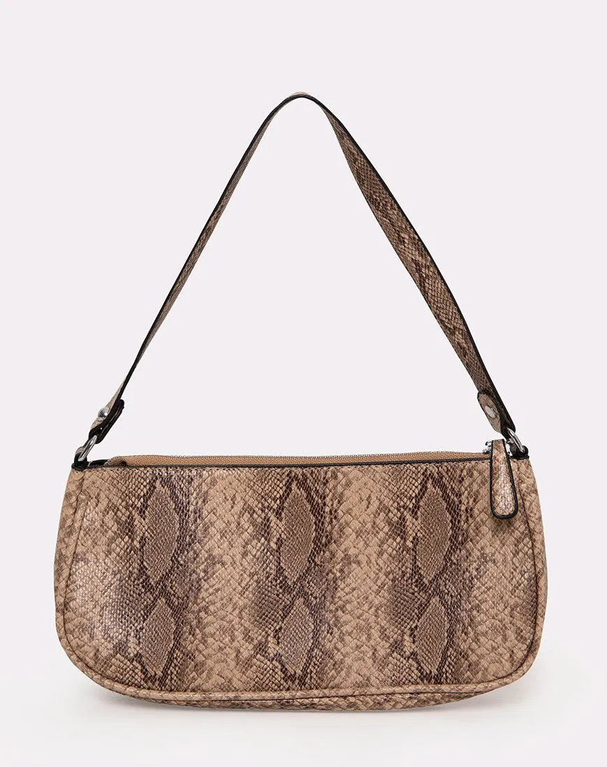 Gigi Shoulder Bag in Snake Beige