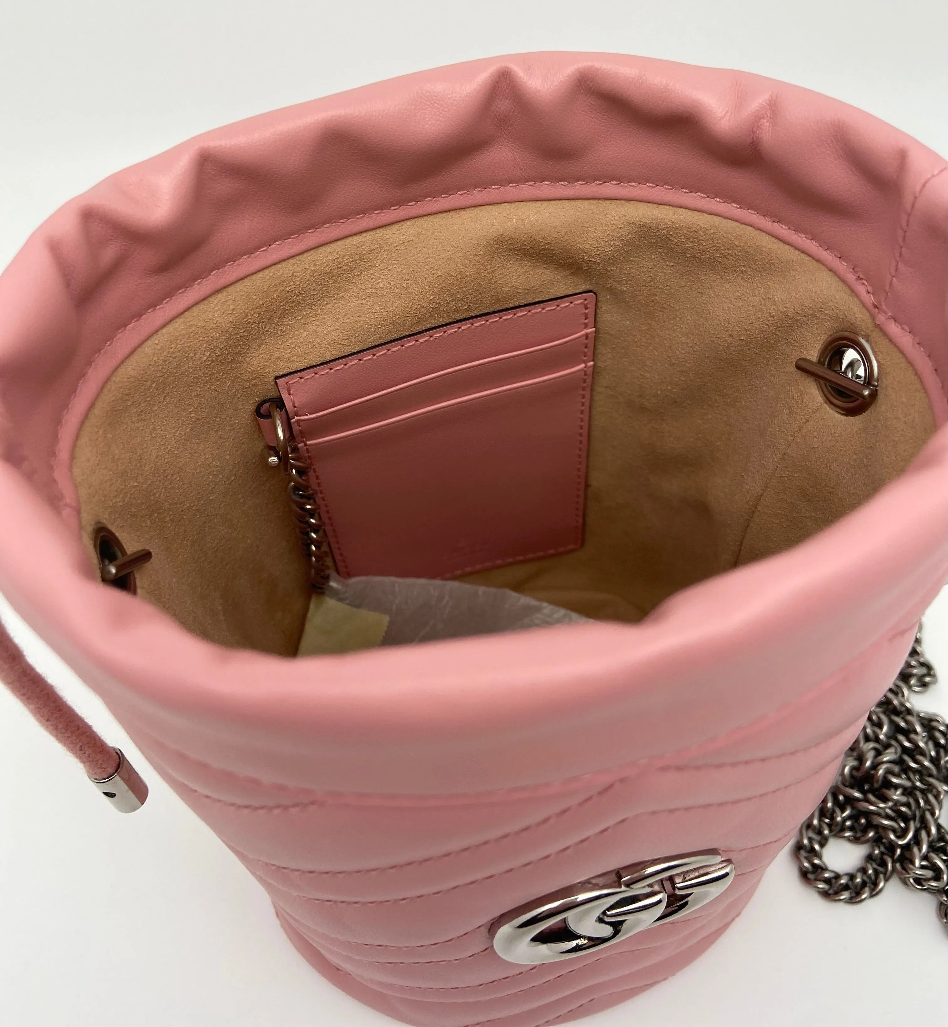 Gucci Marmont Matelassé Pink Bucket Bag