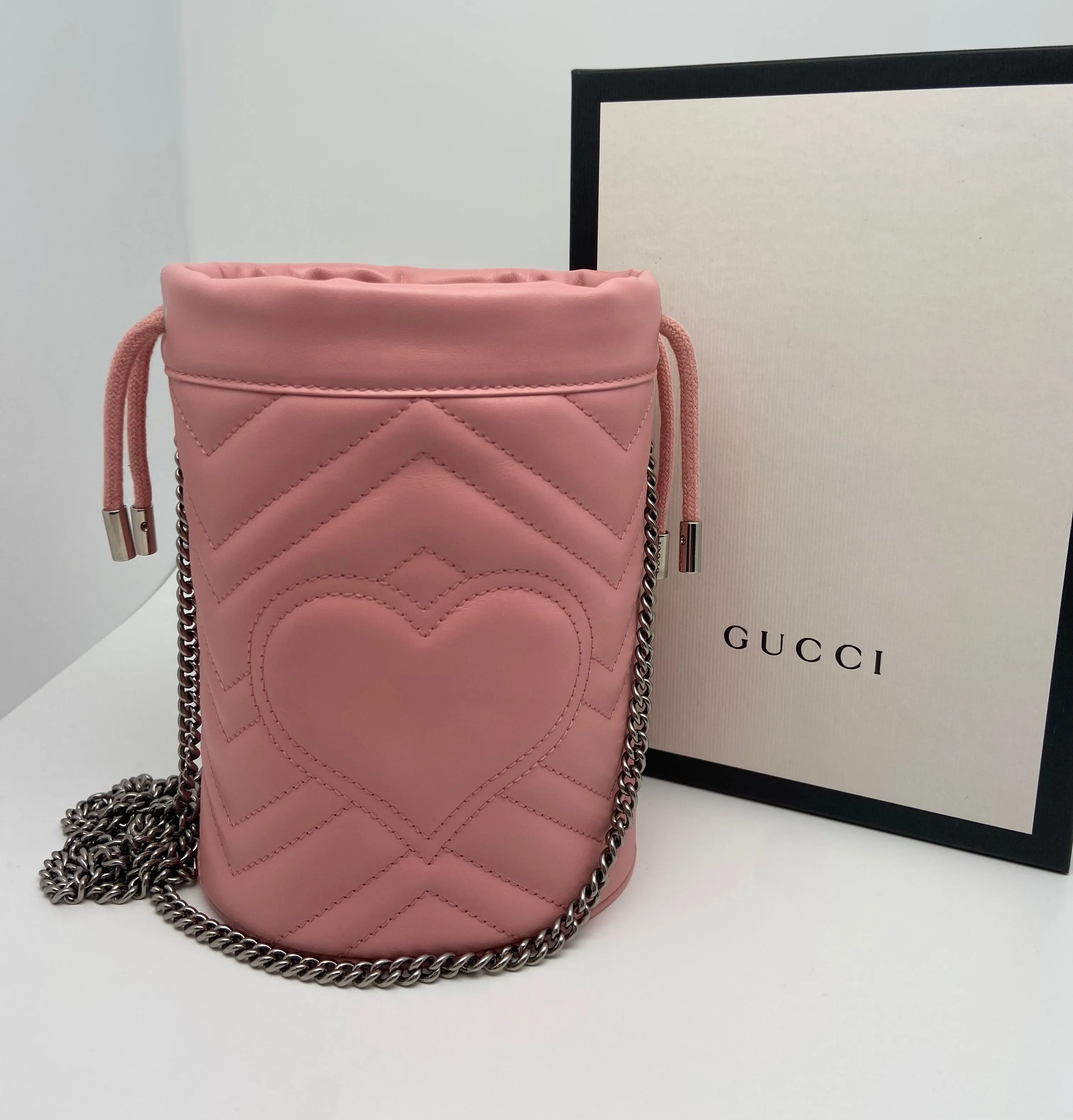 Gucci Marmont Matelassé Pink Bucket Bag