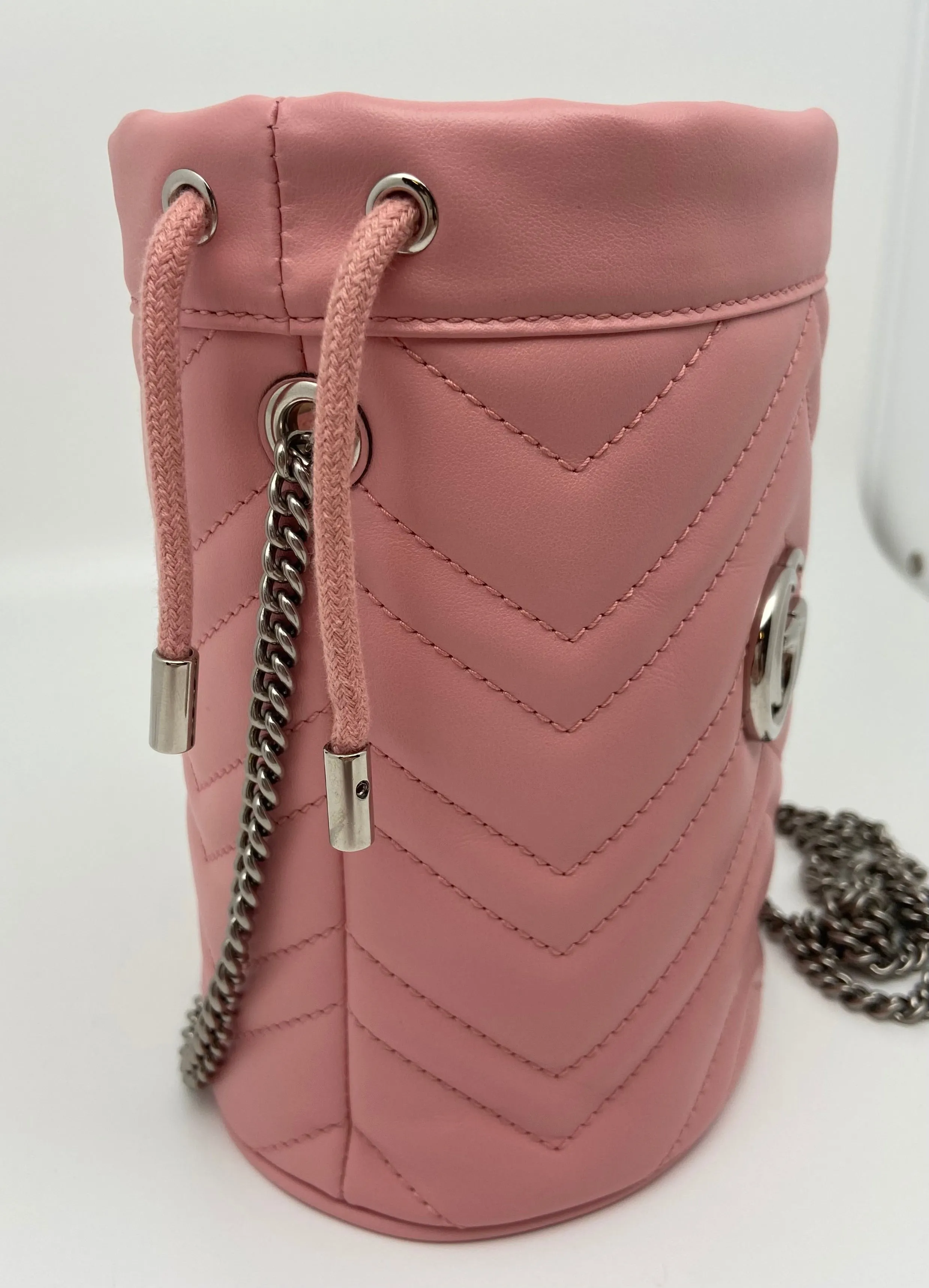 Gucci Marmont Matelassé Pink Bucket Bag