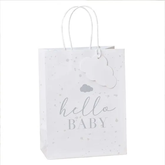 Hello Baby Speckle & Cloud Baby Shower Gift Bags 21.5cm x 15cm 5pk