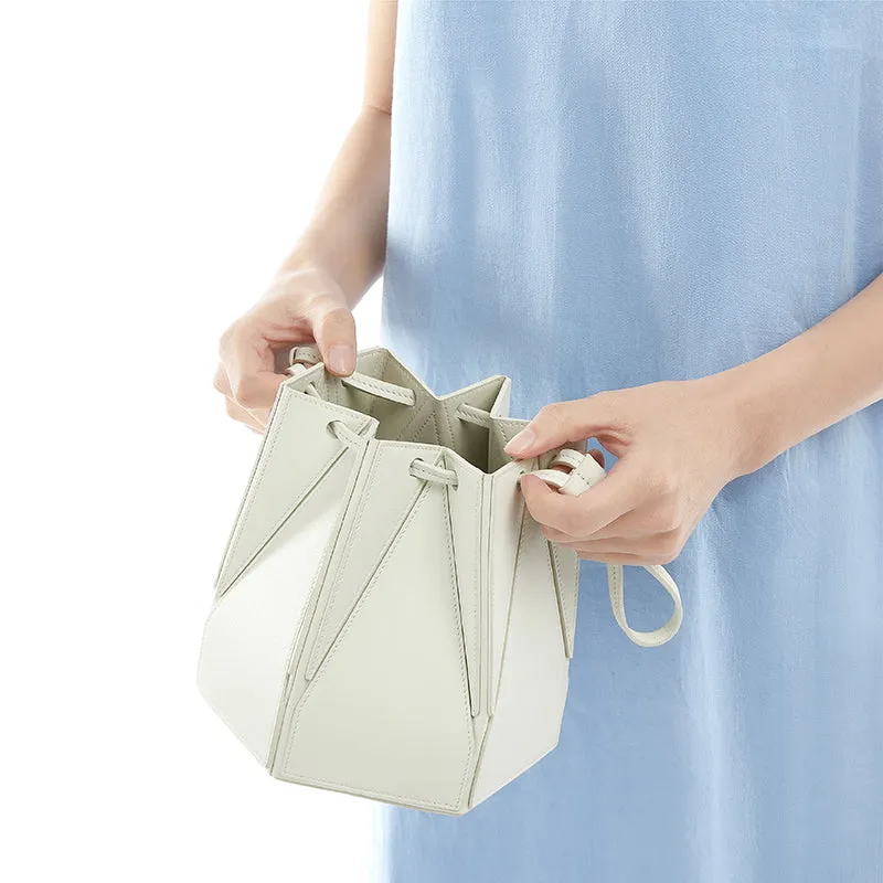 Hex Bucket Crossbody Bag - White