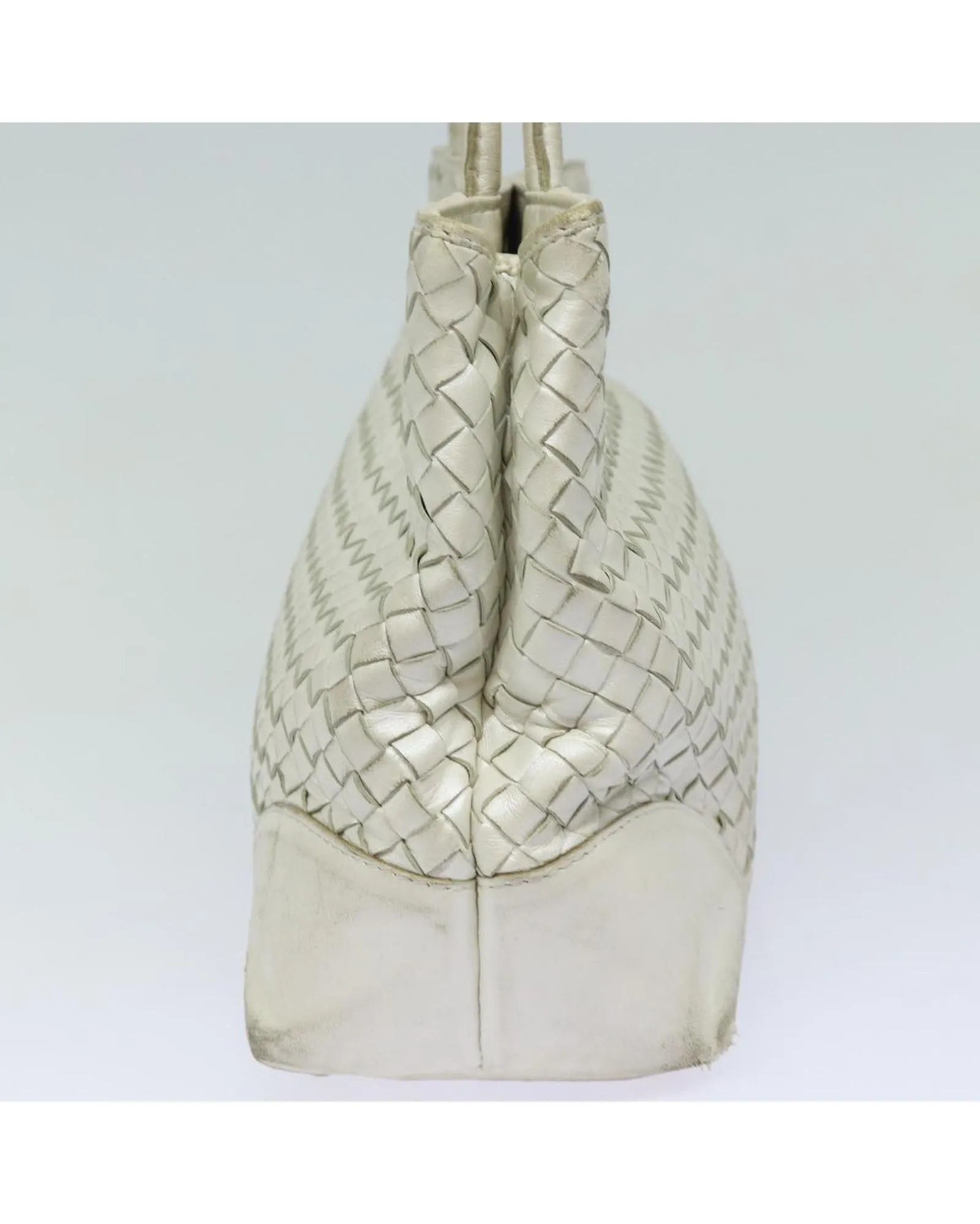 Intrecciato Leather Tote Bag with Silver-Tone Accents