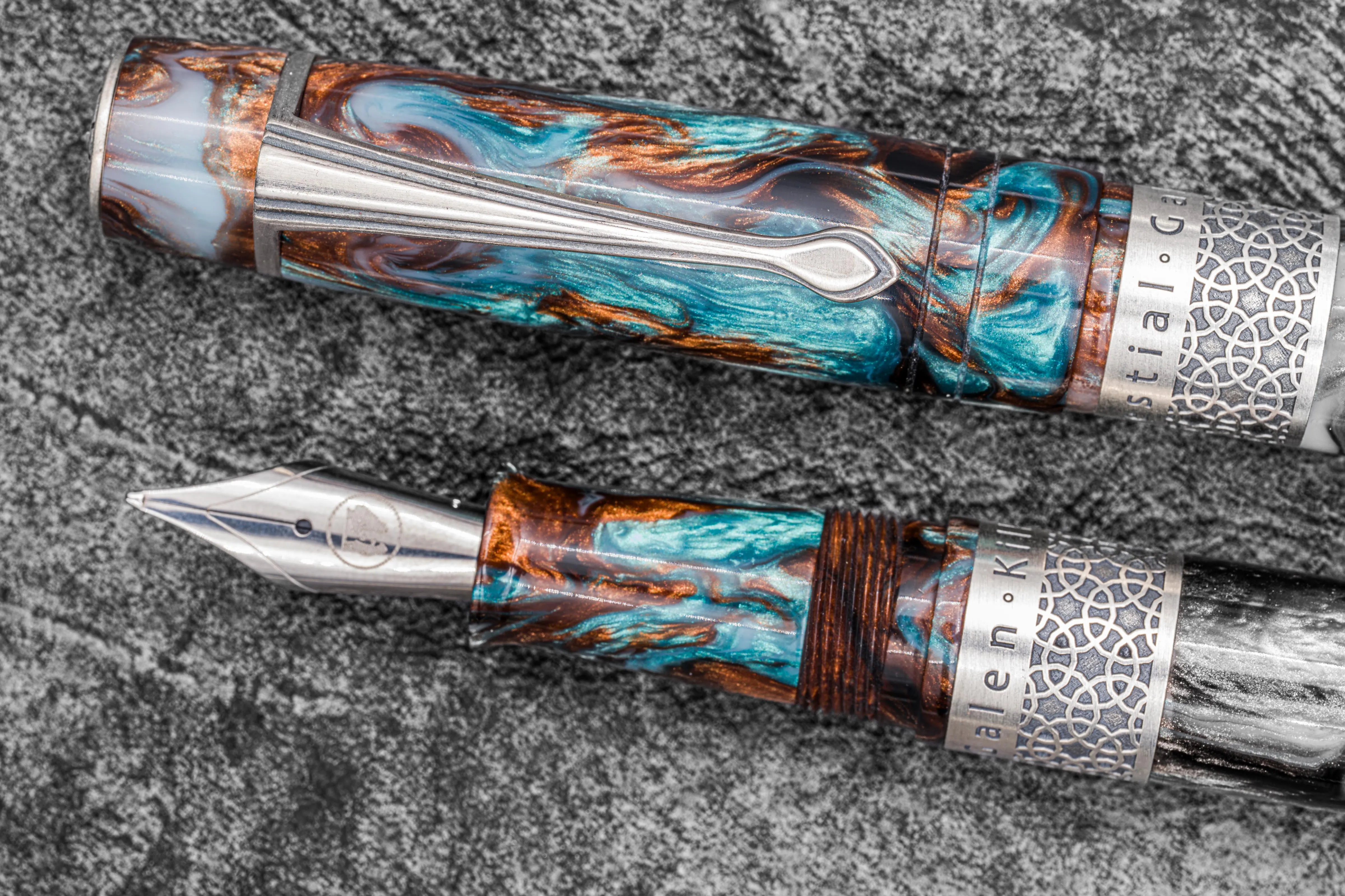 Kilk & Galen SE Celestial Fountain Pen - Teal Agate