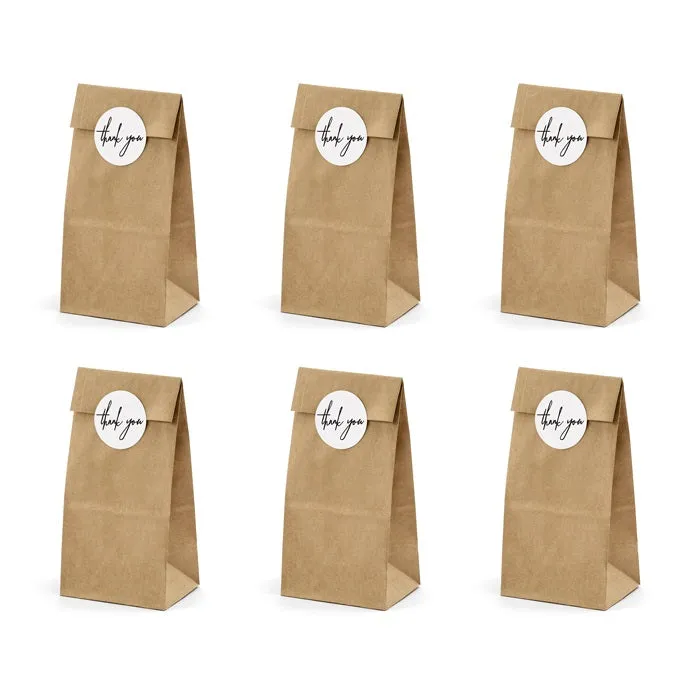 Kraft Treat Bags & Thank You Stickers (6 pack)