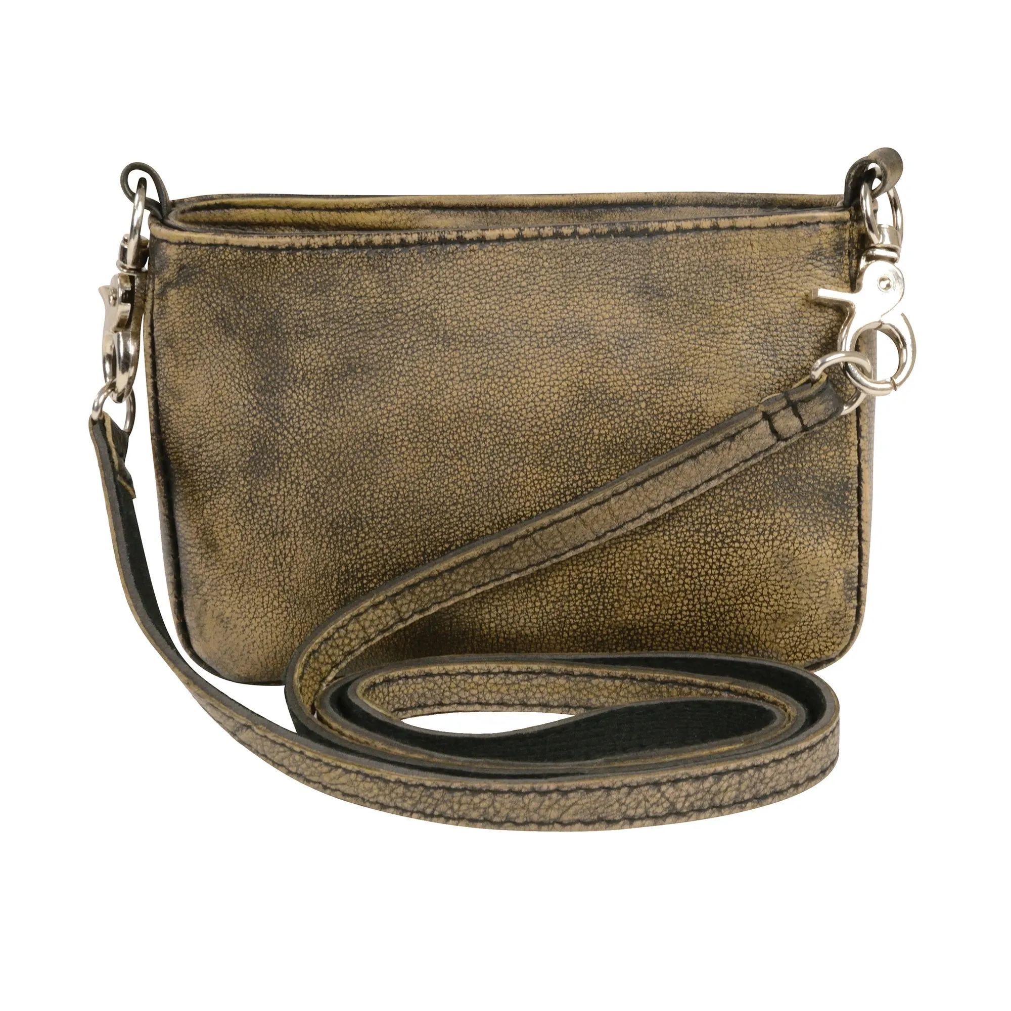 Ladies Double Zipper Leather Shoulder Bag