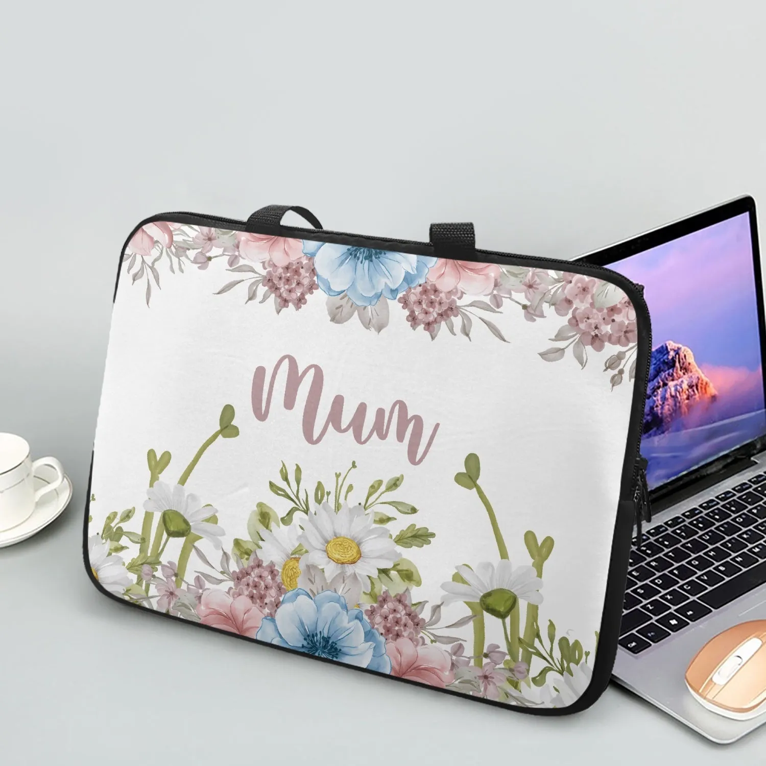 Laptop Sleeve with Handles - Floral - Mum