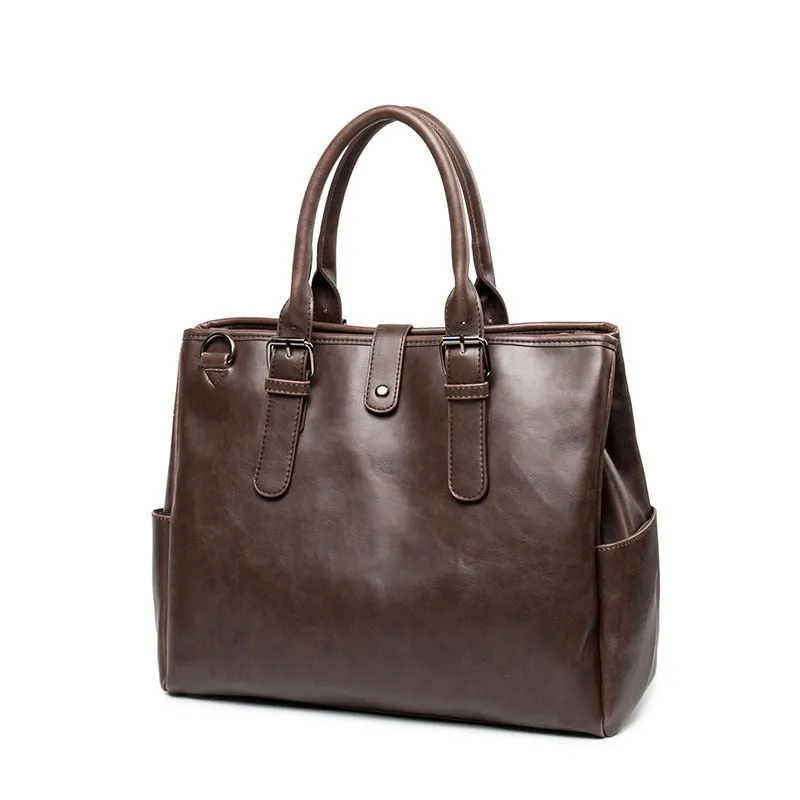 Large Capacity Retro Leather Briefcase