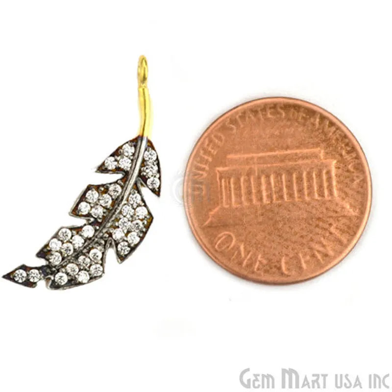 'Leaf' CZ Pave Gold Vermeil Charm for Bracelet & Pendants