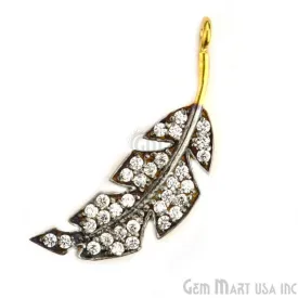 'Leaf' CZ Pave Gold Vermeil Charm for Bracelet & Pendants