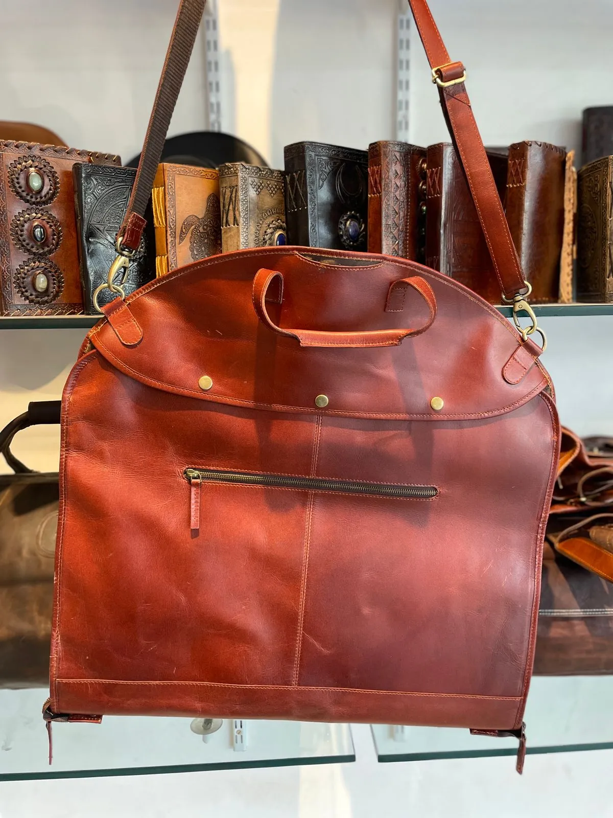 Leather Garment Bag - Dress Protection Bag