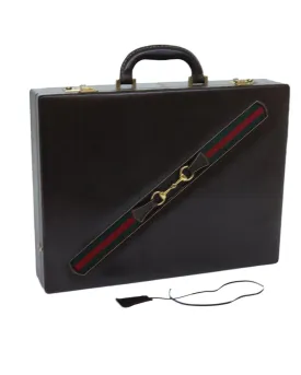 Leather Horsebit Briefcase with Key Accessory