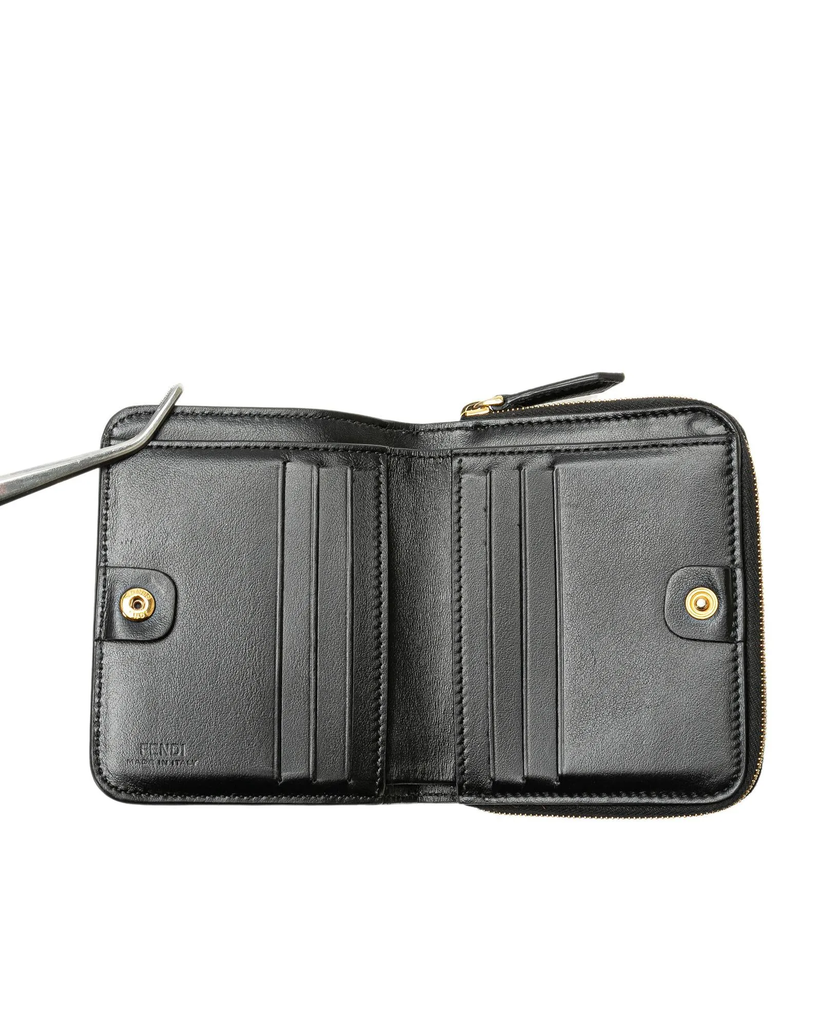 Leather Zip-Around Bifold Wallet with Interior Slip Pockets