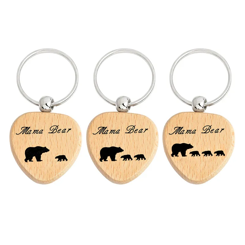 Mama Bear Wooden Keychain