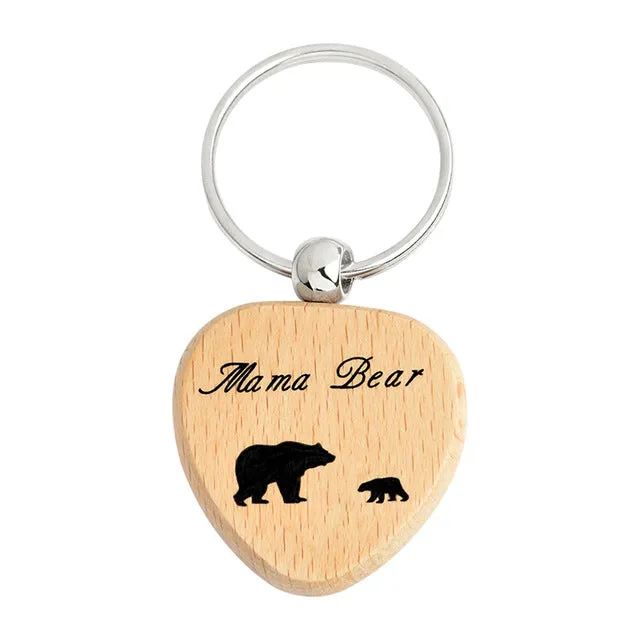 Mama Bear Wooden Keychain