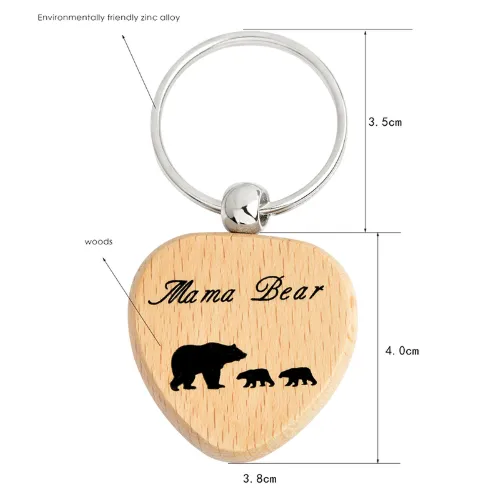 Mama Bear Wooden Keychain