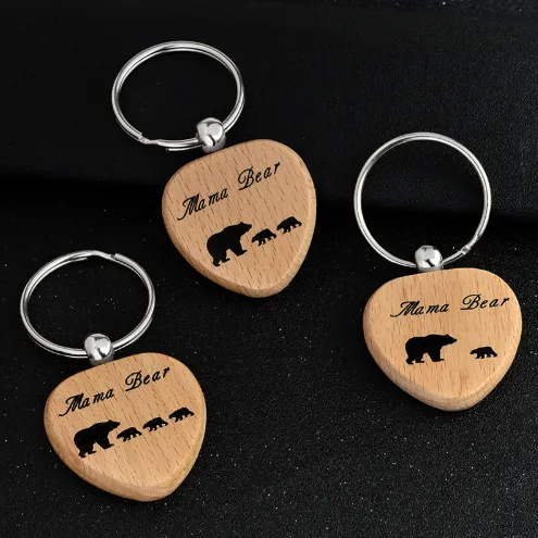 Mama Bear Wooden Keychain