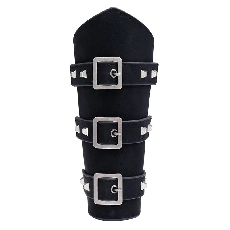 Men's Leather Wristband Hand Guard Personality Wide Leather Punk Riding Arm Guard