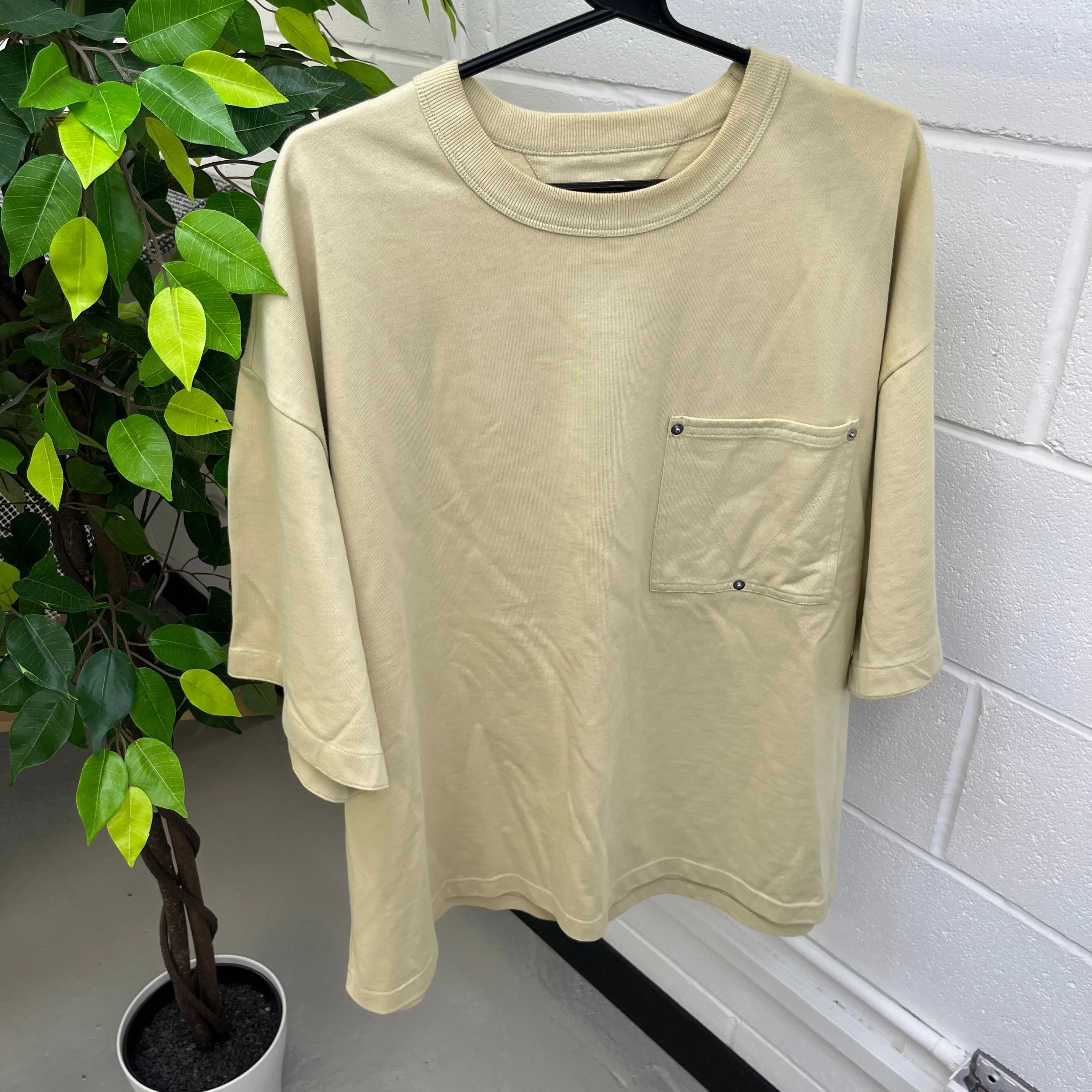 Men's Stud Oversized T-Shirt Beige Size L