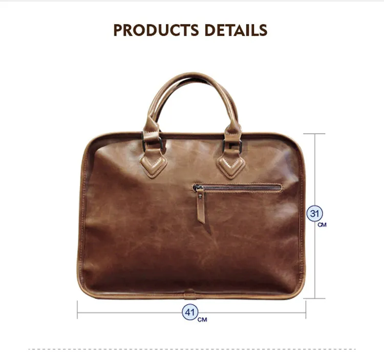 Men's Vintage Leather Briefcase Shoulder Bag