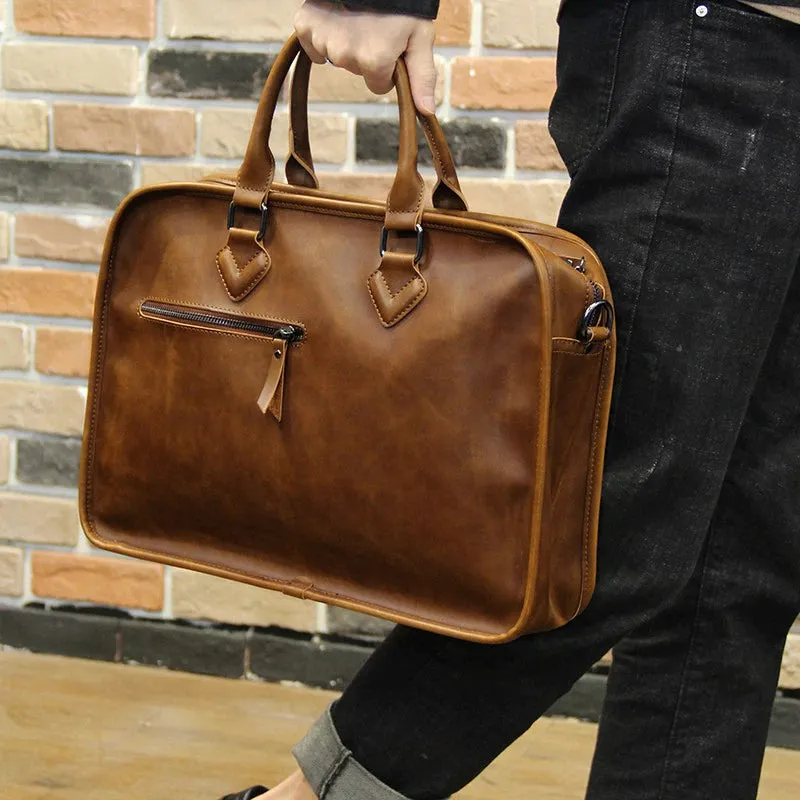 Men's Vintage Leather Briefcase Shoulder Bag