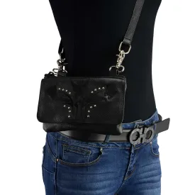 Milwaukee Leather MP8851 Women's Black Leather Multi Pocket Belt Bag