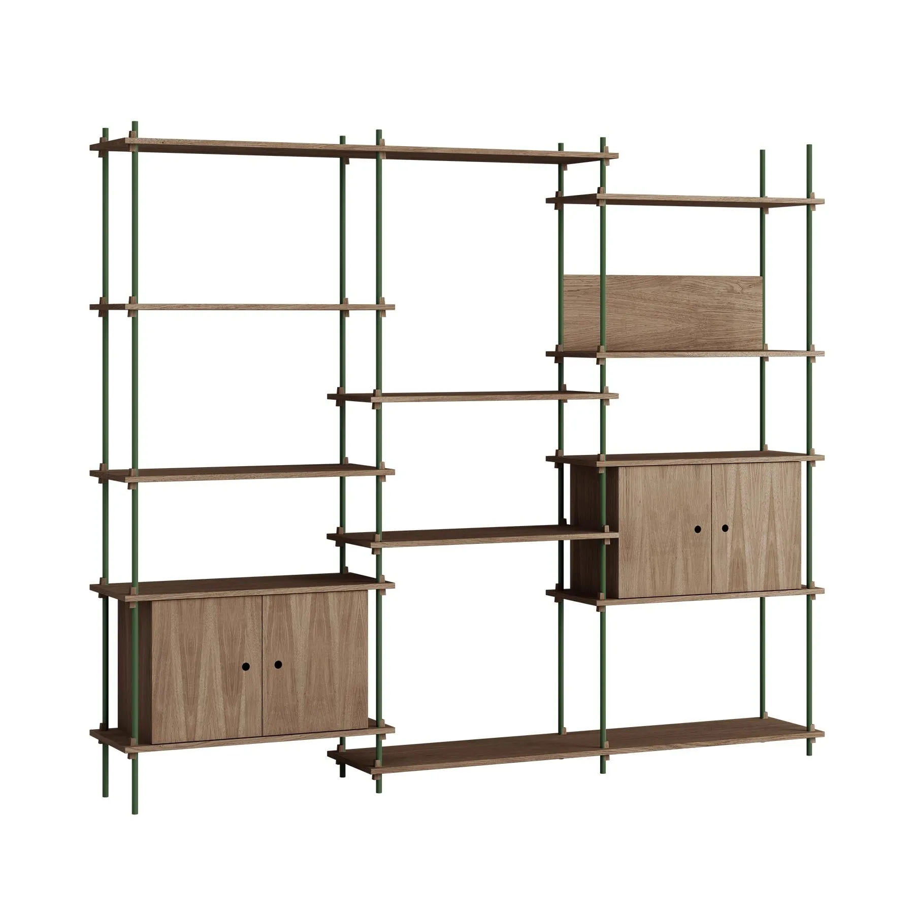 MOEBE triple shelving system with 2 cabinets and L shelf