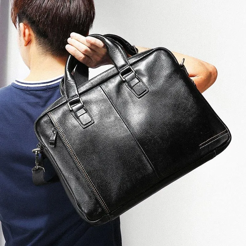 Natural Genuine Leather Men's Briefcase